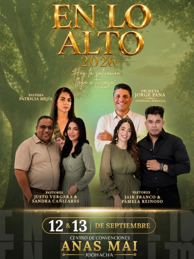 Afiche de En Lo Alto 2026, 12 y 13 de septiembre, Centro de Convenciones Anas Mai, Riohacha